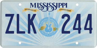 MS license plate ZLK244