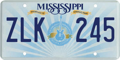 MS license plate ZLK245