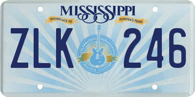 MS license plate ZLK246
