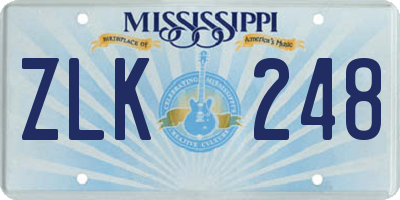 MS license plate ZLK248