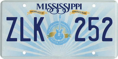 MS license plate ZLK252