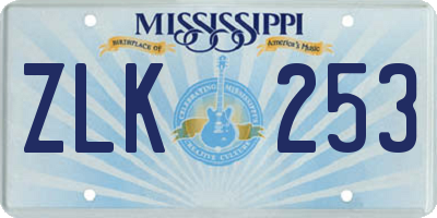 MS license plate ZLK253