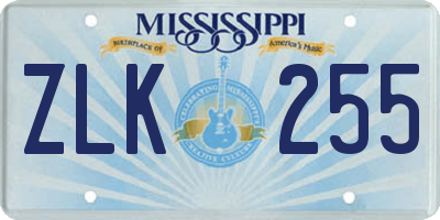 MS license plate ZLK255