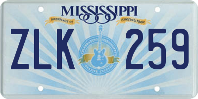 MS license plate ZLK259