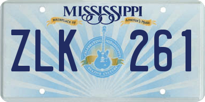 MS license plate ZLK261