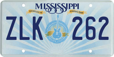 MS license plate ZLK262