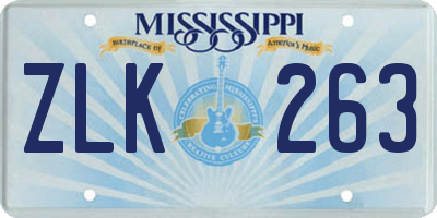 MS license plate ZLK263