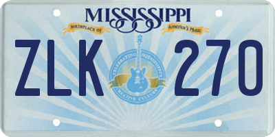 MS license plate ZLK270