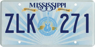 MS license plate ZLK271