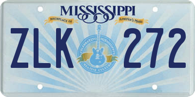 MS license plate ZLK272