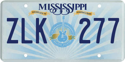 MS license plate ZLK277