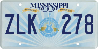 MS license plate ZLK278