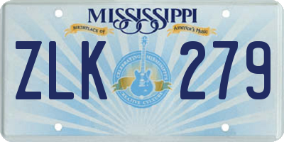 MS license plate ZLK279