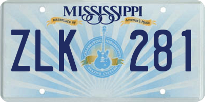 MS license plate ZLK281