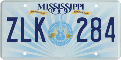 MS license plate ZLK284