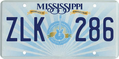 MS license plate ZLK286