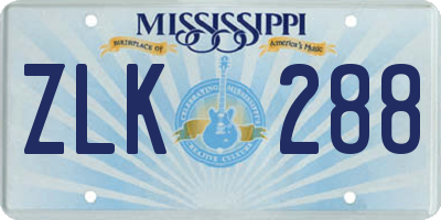MS license plate ZLK288