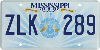 MS license plate ZLK289