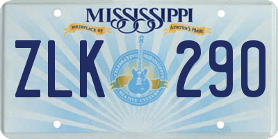 MS license plate ZLK290