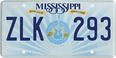 MS license plate ZLK293