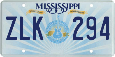 MS license plate ZLK294