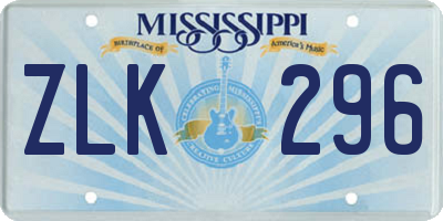 MS license plate ZLK296