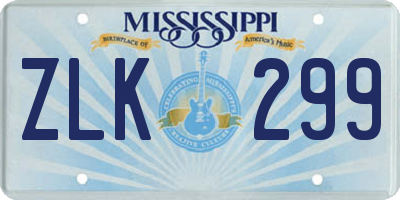 MS license plate ZLK299