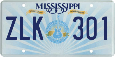 MS license plate ZLK301