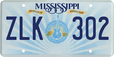 MS license plate ZLK302