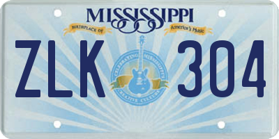 MS license plate ZLK304