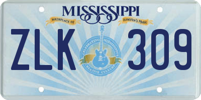 MS license plate ZLK309