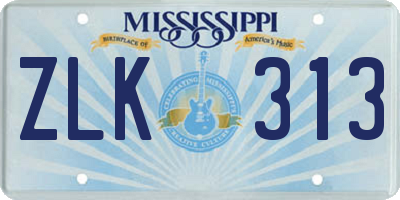 MS license plate ZLK313