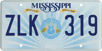 MS license plate ZLK319