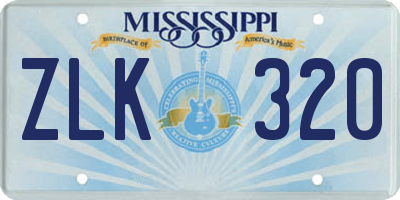 MS license plate ZLK320