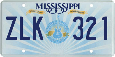MS license plate ZLK321