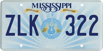 MS license plate ZLK322