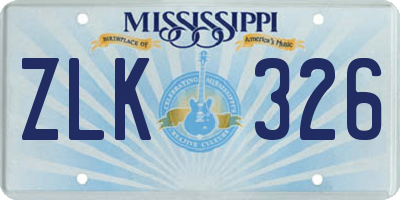 MS license plate ZLK326