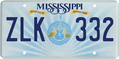 MS license plate ZLK332