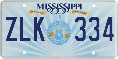 MS license plate ZLK334