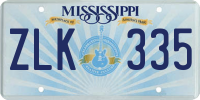 MS license plate ZLK335