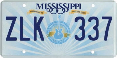 MS license plate ZLK337
