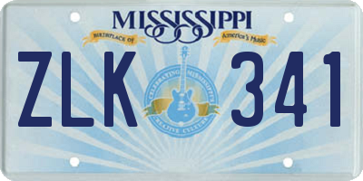 MS license plate ZLK341