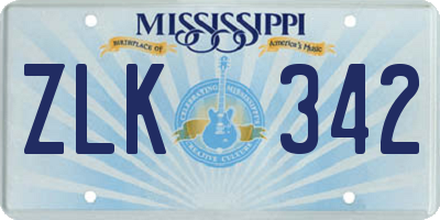 MS license plate ZLK342