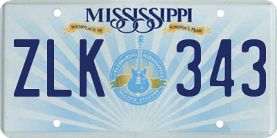MS license plate ZLK343