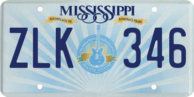 MS license plate ZLK346