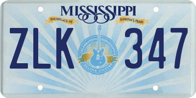MS license plate ZLK347