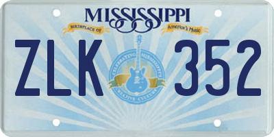 MS license plate ZLK352