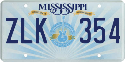 MS license plate ZLK354