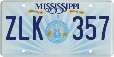 MS license plate ZLK357