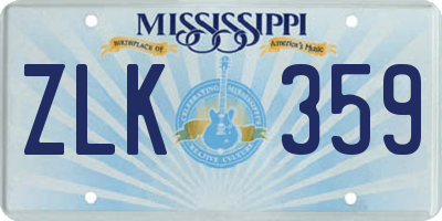 MS license plate ZLK359